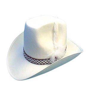 Cowboy hat with feather, white