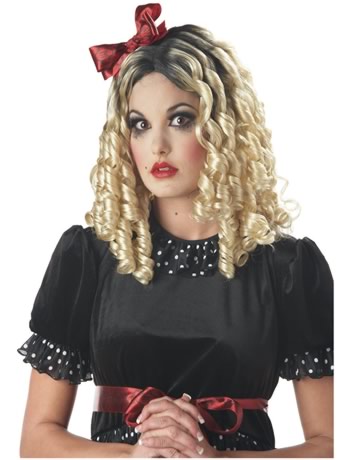 Now heres one doll you dont want to play with! This spooky wig has shoulder length platinum blonde r