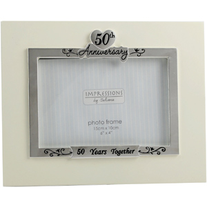 Unbranded Cream and Silver 50th Anniversary Photo Frame