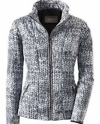 Padded winter jacket in a trendy knit design. Featuring subtle all over quilting, with a waist enhancing cut to create a figure defining shape. Creation L Jacket Features: Flattering and Casual fit Washable 100% Polyester Length approx. 72 cm (28 in