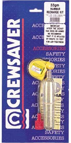 Crewsaver 33g Lifejacket Re-arming pack, includes replacement hammer head and CO2 cylinder, supplied