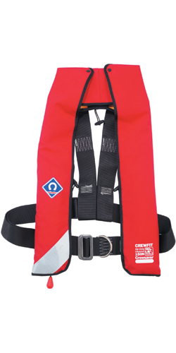 Crewfit 150N is a gas only inflatable lifejacket with 40mm back strap, waist belt and thigh straps