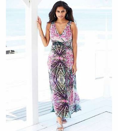 An exclusive print to Kaleidoscope! With a crossover front neckline and elasticated waistband for comfort and ease. This fully lined crinkle maxi dress can be folded up and put in your suitcase and will still look the same at the other end. Maxi Dres