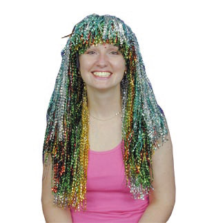 Unbranded Crinkle Tinsel wig, multi colour