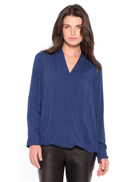 Unbranded Crossover V-Neck Blouse with Convertible Sleeves