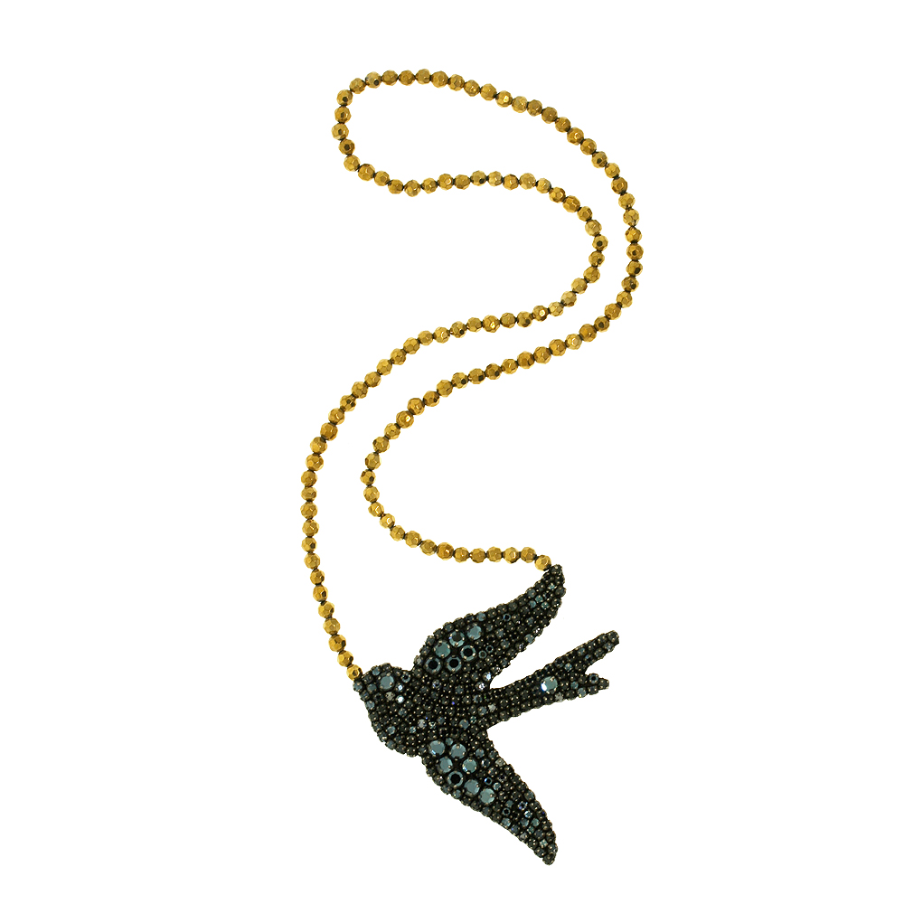 Unbranded Crystal Swallow Necklace - Navy