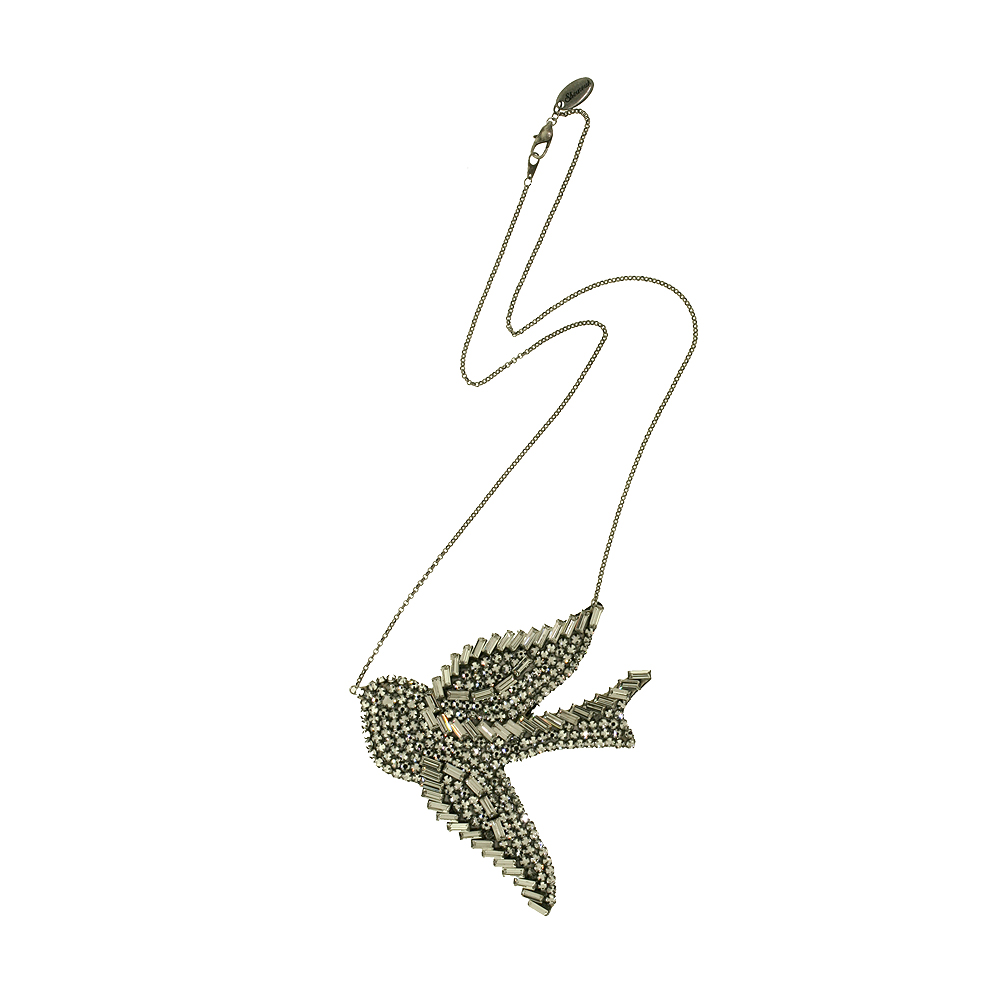 Unbranded Crystal Swallow Necklace - Silver