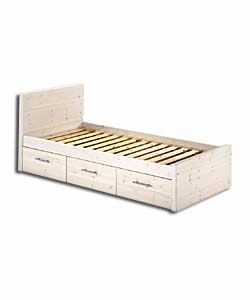 Solid Scandinavian pine (except drawer bases) in a
