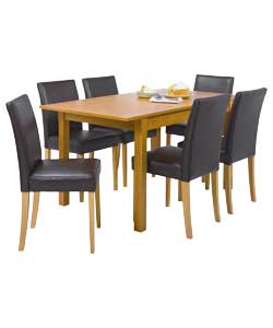 Unbranded Cucina Oak Dining Table and 6 Winslow Brown Chairs