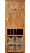 Unbranded Cucina Rustic Oak Larder with Wicker Baskets