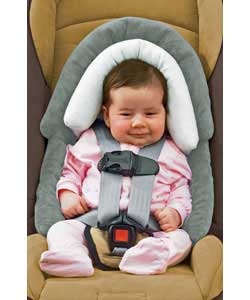 2 piece infant head and body support for car seats and buggies.Suitable from birth to 7kg.Grey and n