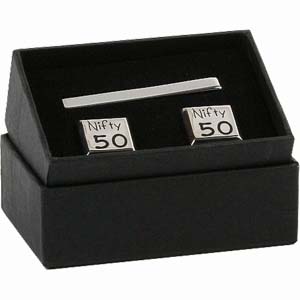 Unbranded Cufflink and Tie Pin Set - Nifty 50
