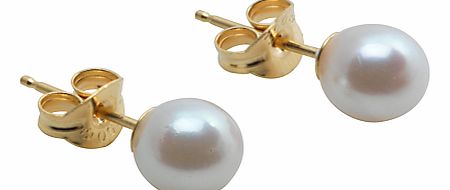 Simple and elegant cultured pearl earrings with a gold post and scroll fastening. Dimensions: Individual pearls: 0.55 x 0.6cm When cared for properly, pearls can last a lifetime. Put your pearls on last when getting ready and make them the first thin