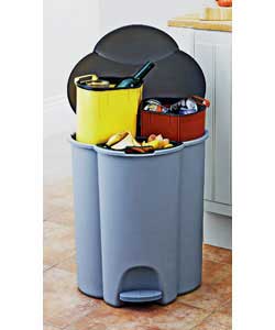 Curver Recycling Trio Bin. Ideal for waste separation throughout the home.Silver and black plastic p
