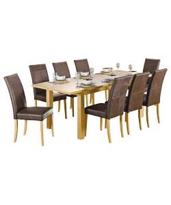 Unbranded Cussina Oak Extendable Dining Table and 8 Brown