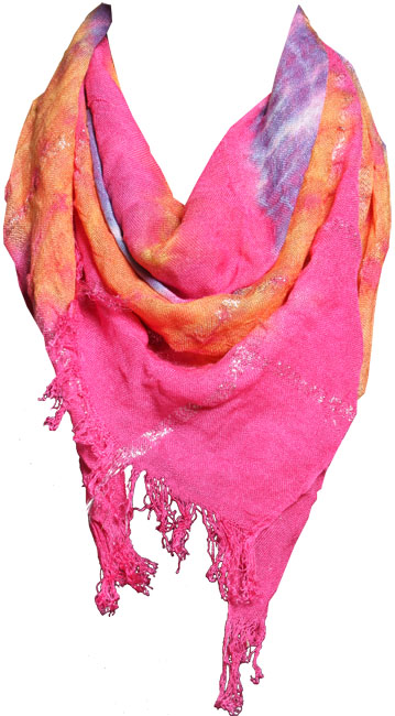 Unbranded Cyndi tie die and lurex scarf with tassles