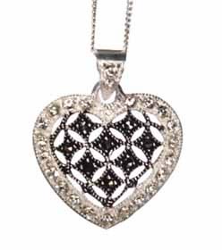 CZ and Marcasite Heart