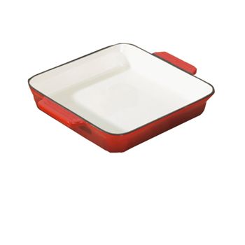 Unbranded D6278 - Cast Iron Roasting Dish in Red Enamel