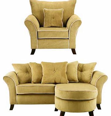 Unbranded Daisy Fabric Corner Sofa Group and Chair - Lime