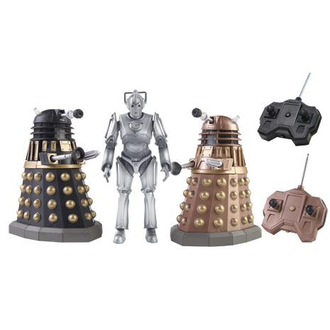 Battle it out with these 2 fully functioning radio control 5` Daleks, with poseable gun arm, flashin