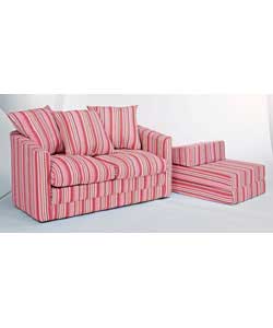 A bright and comfortable foam fold out sofabed with matching chairbed. 100 cotton fabric and foam-fi