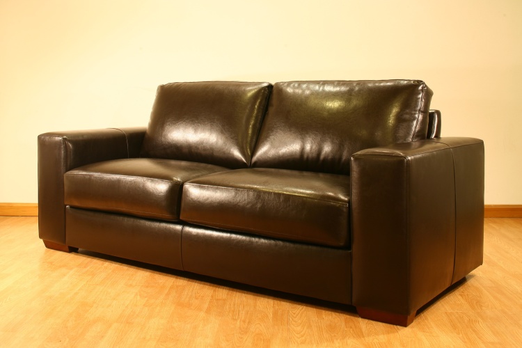 Unbranded Dark Brown Leather 3 Seater Sofa - Cayman