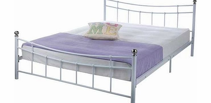 Part of our Darla collection. this piece will offer timeless appeal to your bedroom. The bed frame has been crafted from metal with an outstanding white finish. bringing a romantic air to your home. Spherical silver finials complete the bedposts with