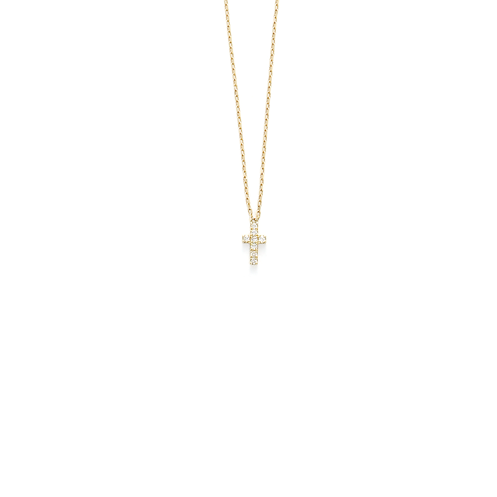 Unbranded Delicate Pave Cross - Yellow Gold