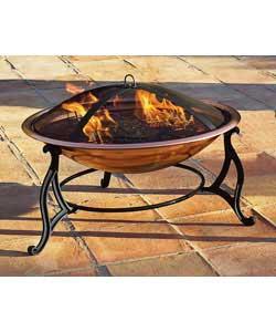 Painted spark guard.Copper colour porcelain finished fire bowl.Powder coated side legs.Weight 10.74k