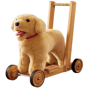 This lovely Labrador baby walker can be pushed along or sat on; making it the perfect partner to