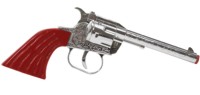 Unbranded Deputy Dan Pistol Silver w Red Handle (100 Shot)