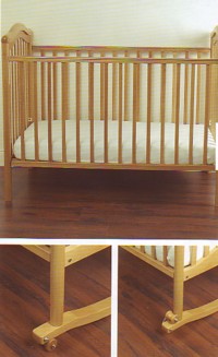 made from solid beech wood. available in white and natural. you can use it as a rocking cot and