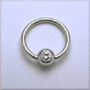 Diamond Set 6mm Bead in 12mm Platinum Ball Closure Ring