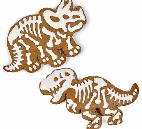 Dig-Ins Dinosaur Cookie Cutters Dig-Ins are a set of 3 dinosaur cookie cutters and cookie stamps! Create a Stegosaurus, T-Rex and Triceratops, including their skeletons! The cutters are made from food safe plastic and measure around 13.5 cm x 9 cm x 