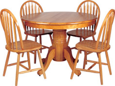 BOSTON DINING SET .42 ROUND TABLE WITH AN 8.25 PEDESTAL AND 4 CHAIRS.AVAILABLE IN AN ANTIQUE FINISH