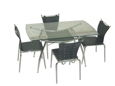 Unbranded DINING TABLE AND 4 CHAIRS GLASS TOP RECATANGULAR