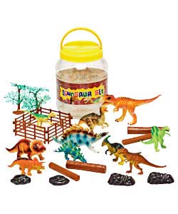 Only at Argos. Wonderful dinosaur playset including 10 dinosaurs, 2 trees, 4 rocks, 4 tree trunks an