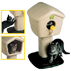 Fun and frolic for your cat with area for cat naps too! Unique birdhouse styling will delight your c