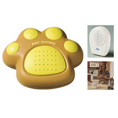 Pet Chime is a portable wireless electronic doorbell that allows your pet to tell when he needs to g