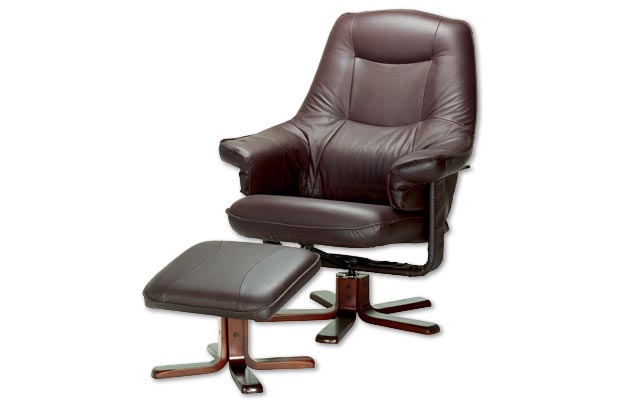 Dixie Reclining Leather Chair and Footstool