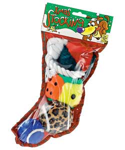 A Christmas stocking for your dog with a selection of doggy toys, because pets need presents too!