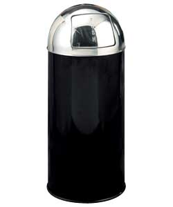 Removable inner.Black epoxy coated steel bin with stainless steel top. Size (H)73, (D)30cm