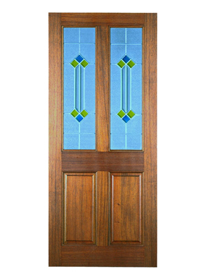 HARDWOOD RICHMOND DOOR.THIS DOOR IS OF DOWELLED CONSTRUCTION WITH SINGLE TEMPERED GLAZING.THE