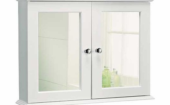 This stylish slim line bathroom cabinet features a double mirrored front with stylish contrast knobs. Material: wood effect. 2 doors. Includes 1 adjustable shelf. Complete with fixtures and fittings. Size H46. W56. D13cm. Self-assembly.