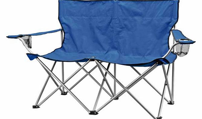 Sit back. relax and crack open a drink with this double folding camp chair with built-in drink holder. Ideal for taking with you on camping holidays or to festivals. it folds down flat for easy storage and comes with a bag for easy carrying. Made of 