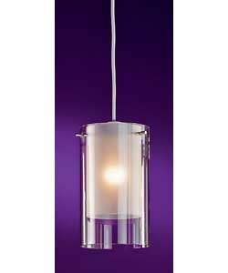 Outer clear glass shade and inner frosted glass shade.Non electrical.Size (H)25.2, (L)17.8, (W)17.8c