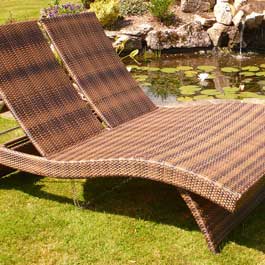 Unbranded Double Wave Sunlounger - Dark Cappuccino