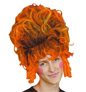 What a wig!!Big and bold, great for those men amongst us who like dressing up as women!!Curly beehiv