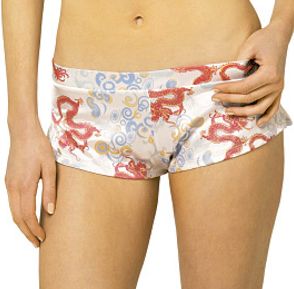 Dragon - Thong oriental inspired dragon print on a luxurious woven stretch satin, (shown here as