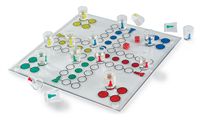 Drinking Game Version of Classic Ludo Board Game with Glass Board and Shot Glasses